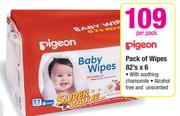 Pigeon Pack Of Wipes-82's x 6