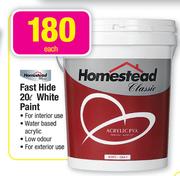 Homestead Fast Hide White Paint-20Ltr