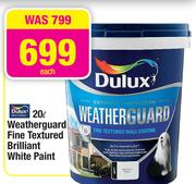 Dulux Weatherguard Fine Textured Brilliant White Paint-20Ltr Each