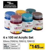 Fired Earth Acrylic Set-6 x 100ml Per Set