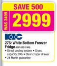 Kic 276L White Bottom Freezer Fridge KBF 630/1 WH