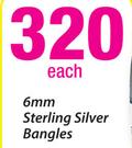 6mm Sterling Silver Bangles- Each