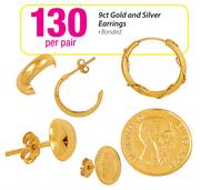 9ct Gold And Silver Earrings Bonded - Per Pair