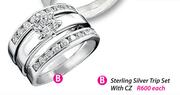 Sterling Silver Trip Set With CZ