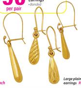 9ct Gold And Silver Medium Teardrop Earrings Bonded- Per Pair