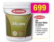 Plascon Micatex White Or Colours-20Ltr Each