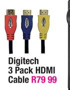 Digitech 3 Pack HDMI Cable