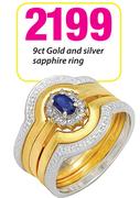9ct Gold And Silver Sapphire Ring