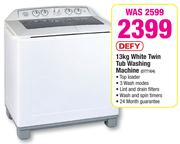 Defy 13kg White Twin Tub Washing Machine DTT164