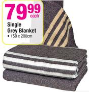 Single Grey Blanket 150x200Cm-Each