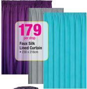 Faux Silk Lined Curtain 230x218Cm-Per Drop