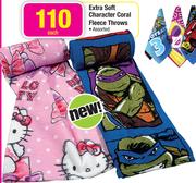 Extra Soft Character Coral Fleece Throws Assorted-Each