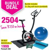 Pursuit 330, Medium Equipment Mat, 65cm Body Ball, 2kg Soft Touch Dumbbells & Studio Mat