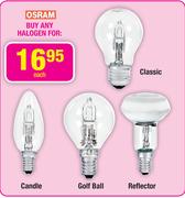 Osram Classic/Candle/Golf Ball Or Reflector Halogen-Each