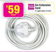 Simple Choice Light Duty (1mm) 5m Extension Cord