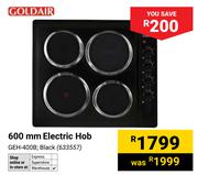 Goldair 600mm Electric Hob Black GEH-400B 