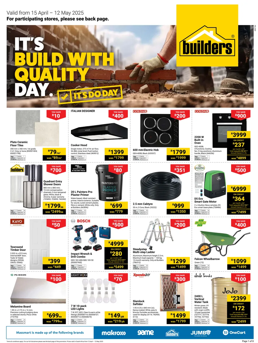 Builders Inland : It's Build With Quality Day (15 April - 12 May 2025)