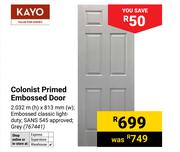 Kayo Colonist Primed Embossed Door