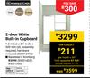 Home & Kitchen 2 Door White Built In Cupboard-1.2m (w) x 2.1m (h) x 500mm (d)