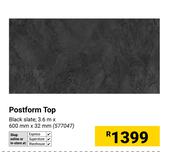 Postform Top Black Slate-3.6m x 600mm x 32mm