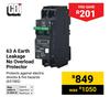 CBI 63A Earth Leakage No Overload Protector