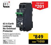 CBI 63A Earth Leakage No Overload Protector