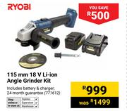 Ryobi 115mm 18V Li-Ion Angle Grinder Kit