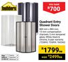 Builders Quadrant Entry Shower Doors-885mm x 885mm Each