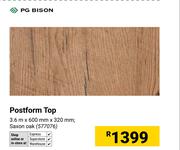 PG Bison Postform Top Saxon Oak-3.6m x 600mm x 320mm