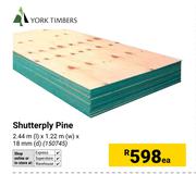 York Timbers Shutterply Pine-2.44m (l) x 1.22m (w) x 18mm (d) Each
