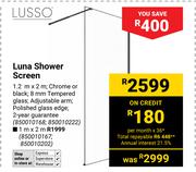 Lusso Luna Shower Screen-1.2m X 2m