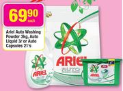 Ariel Auto Washing Powder 3kg/Auto Liquid 3Ltr Or Auto Capsules-21's Pack Each