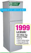 Logik 167L White Top Freezer Fridge TS180 L-W
