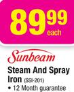 Sunbeam Steam And Spray Iron SSI-201
