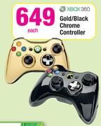 XBox 360 Gold/Black Chrome Controller-Each