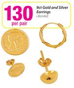 9ct Gold & Silver Bonded Earring-Per Pair