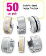 Stainless Steel Huggy Earrings-Per Pair