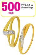 9ct Gold CZ Dress Rings