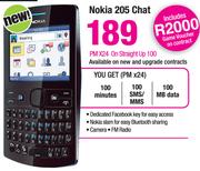 Nokia 205 Chat-On Straight Up 100
