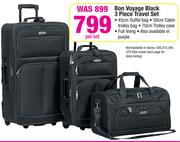 Bon Voyage Black 3 Piece Travel Set-Per Set