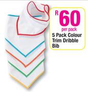  Colour Trim Dribble Bib-5 Pack