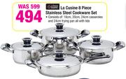 Always Home La Cusine 8 Piece Stainless Steel Cookware Set