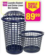 Laundry Basket And Dome Linen Bin Combo