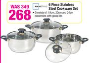Mainstays 6 Piece Stainless Steel Cookware Set
