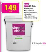 Simple Choice 20L Paint White-Each
