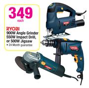 Ryobi 900W Angle Grinder/550W Impact Drill, Or 500W Jigsaw