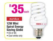 Eurolux 12W Mini Spiral Energy Saving Globe