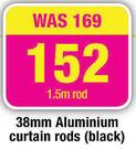 38mm Aluminium Curtain Rods Black-1.5m