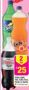 Coke Light, Tab, Coke Zero Fanta Or Sprite-2x2L