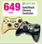 XBox360 Gold/Black Chrome Controller-Each